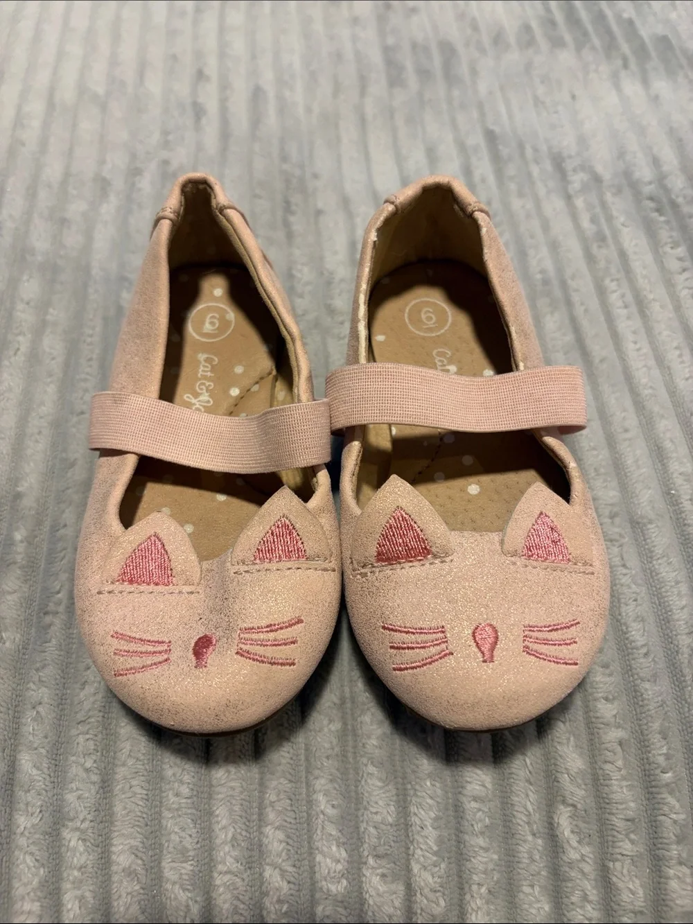 Cat & Jack Pink Girls' Cat Face Mary Jane Shoes
